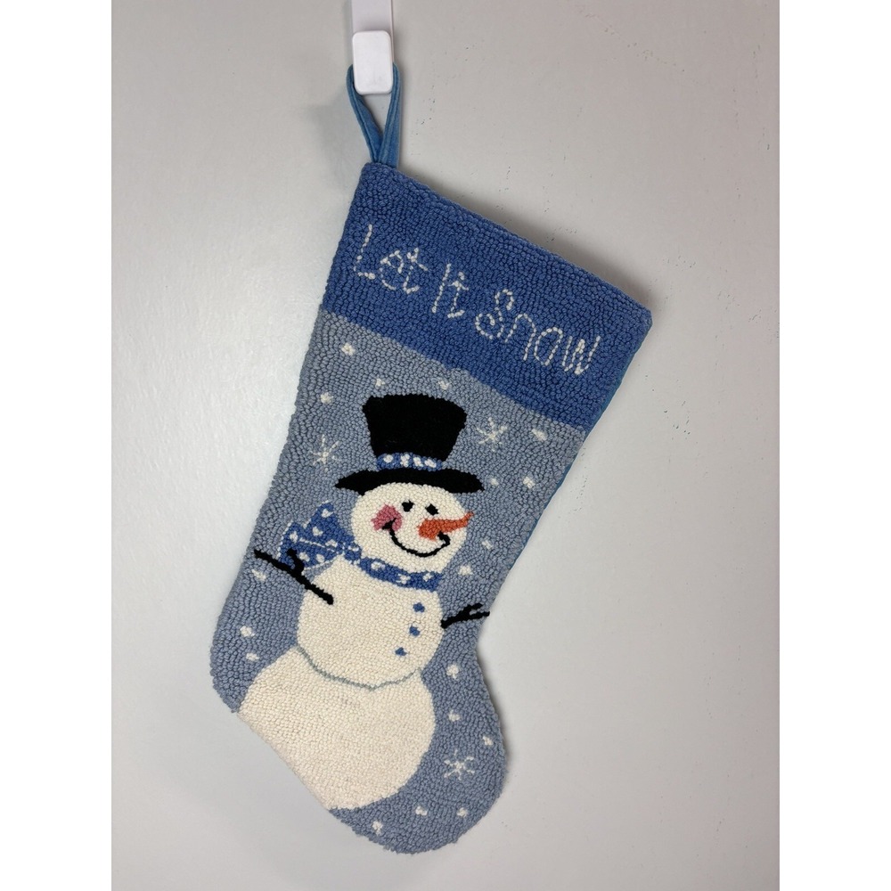 Unbranded Needlepoint Snowman Christmas Stocking 'Let It Snow' Textured